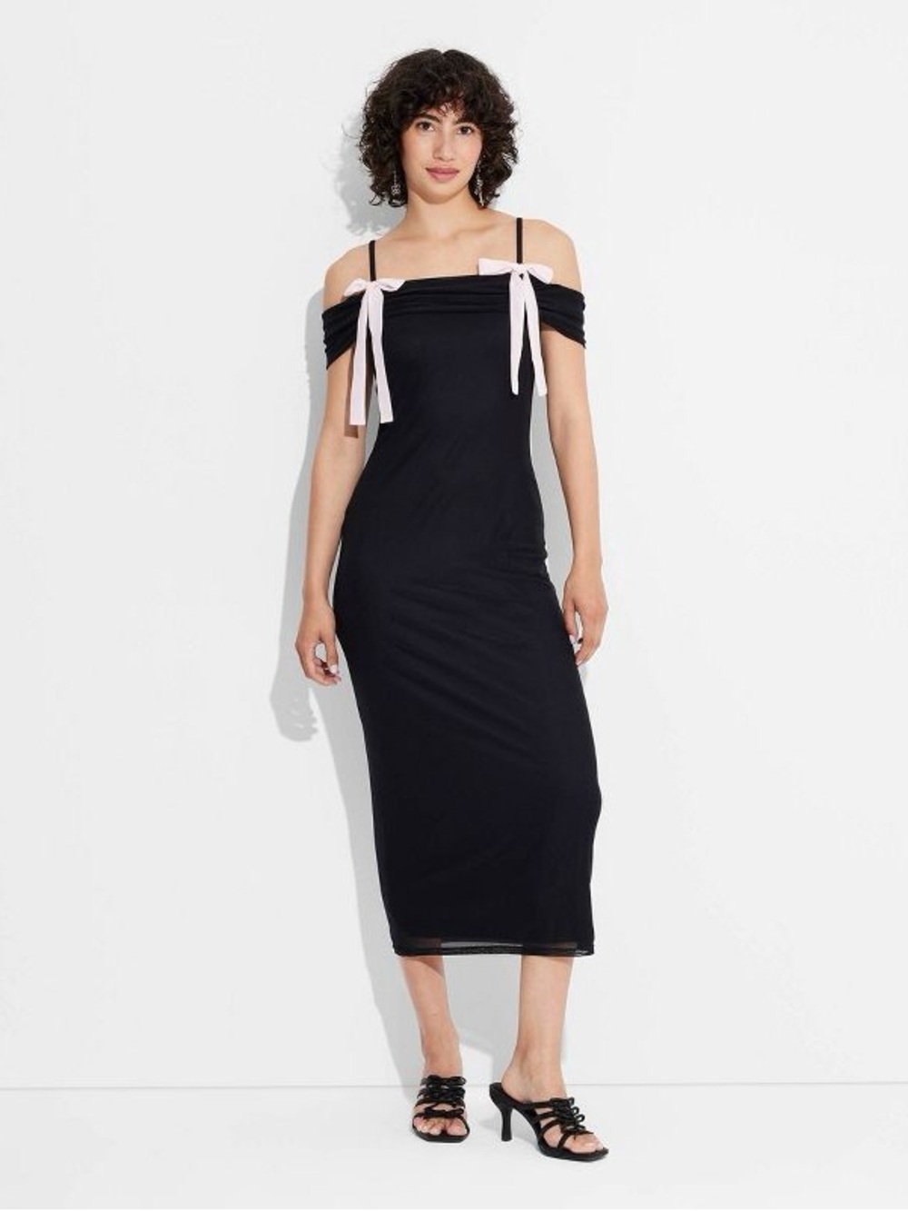 Wild Fable Black Dress with Pink Bow Accents